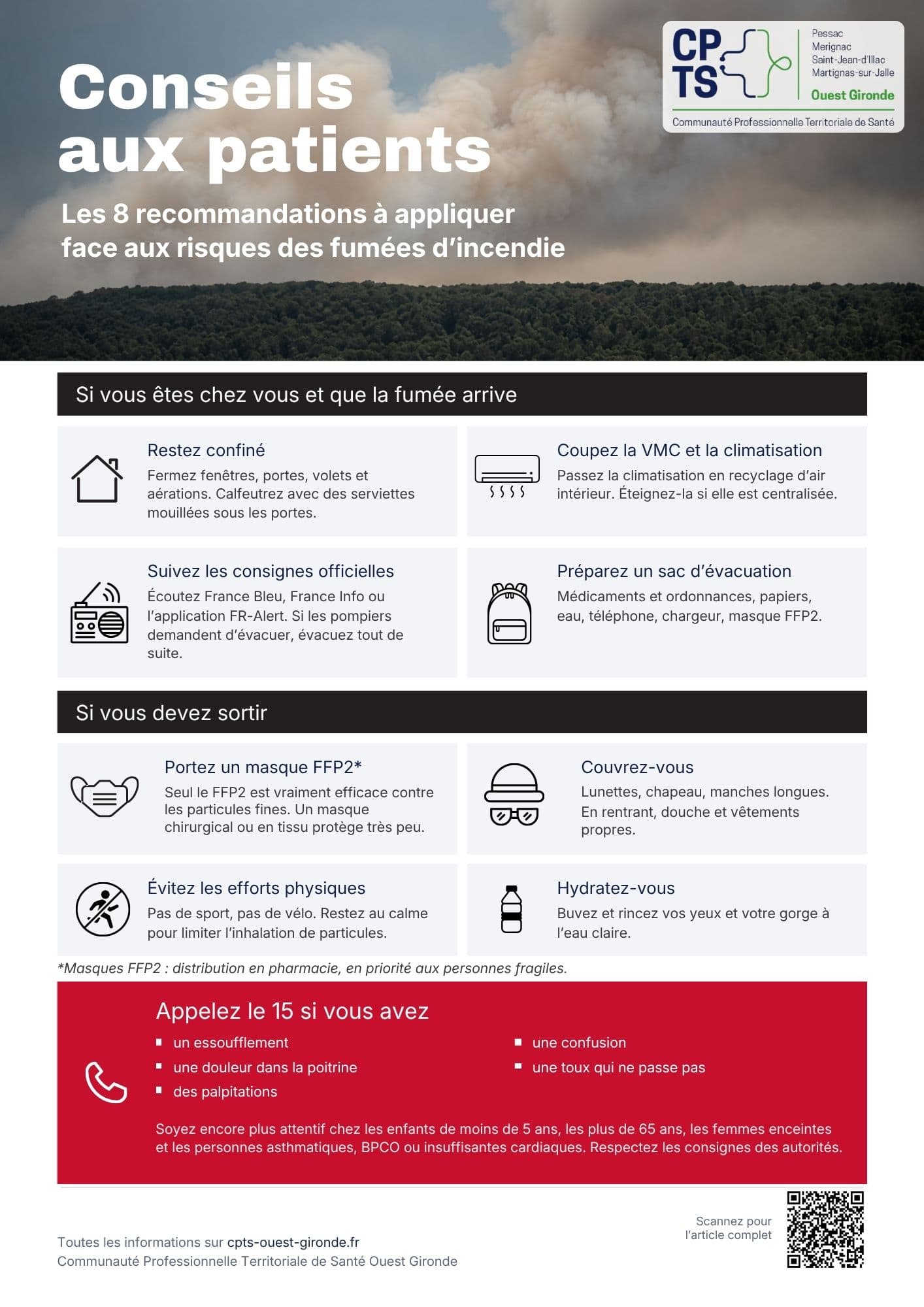 Les 8 recommandations face aux risques des fumées d'incendie