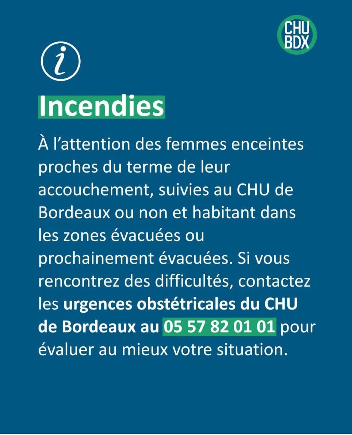 Consignes du CHU de Bordeaux pour les femmes enceintes proches du terme