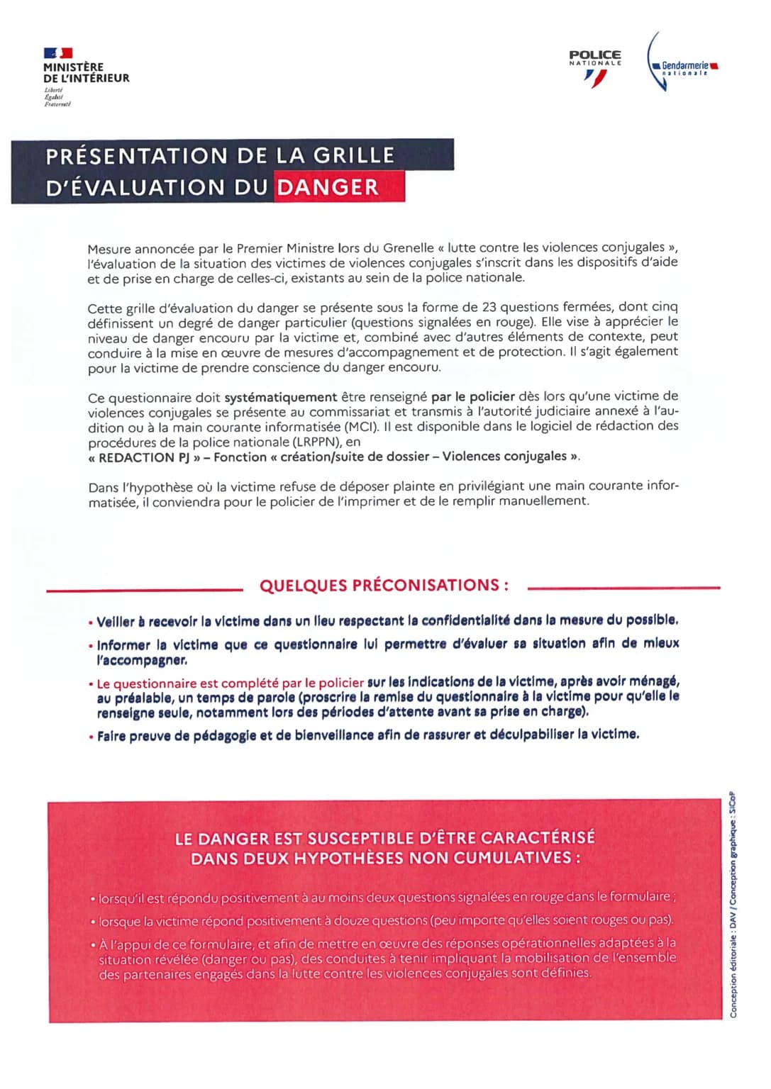 Présentation de la grille d'évaluation du danger et préconisations