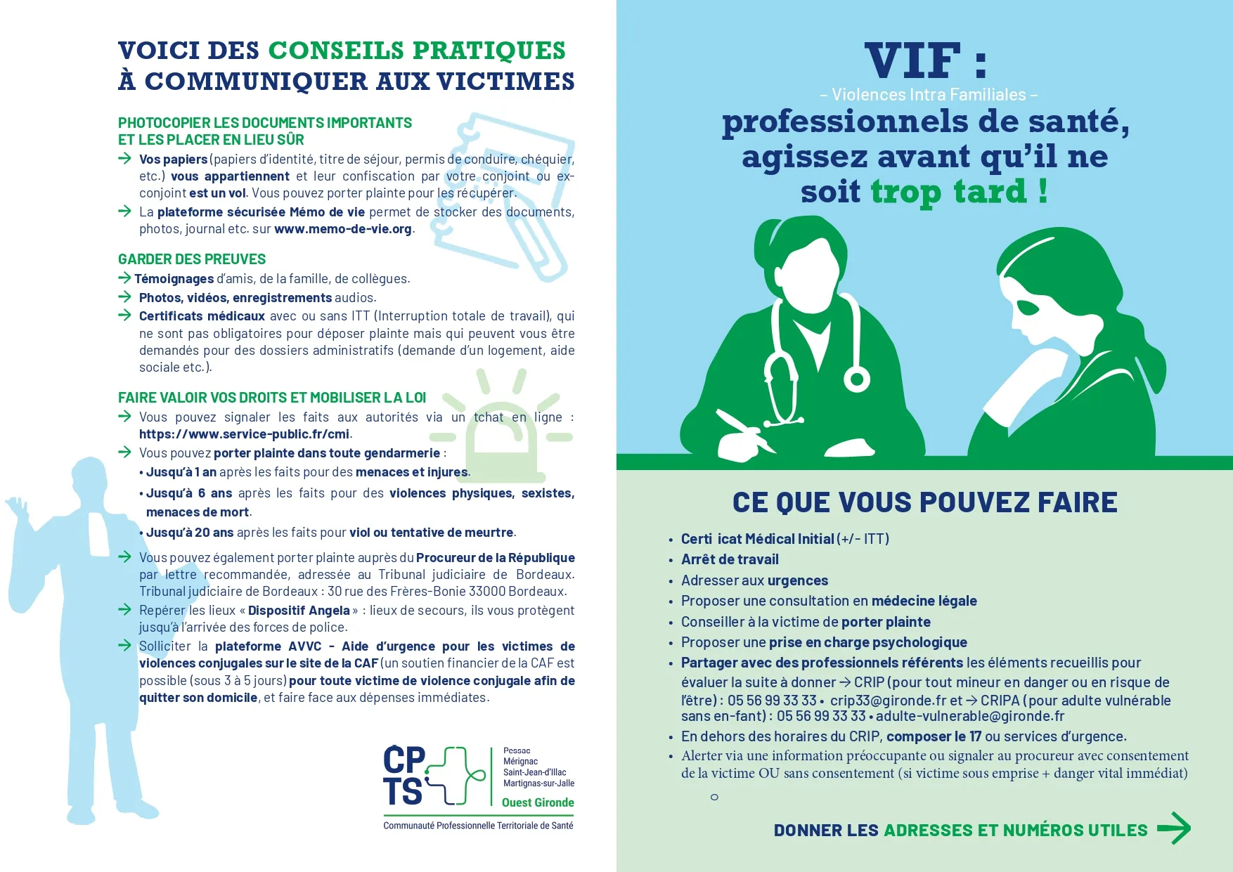 Dépliant sur les Violences intrafamiliales